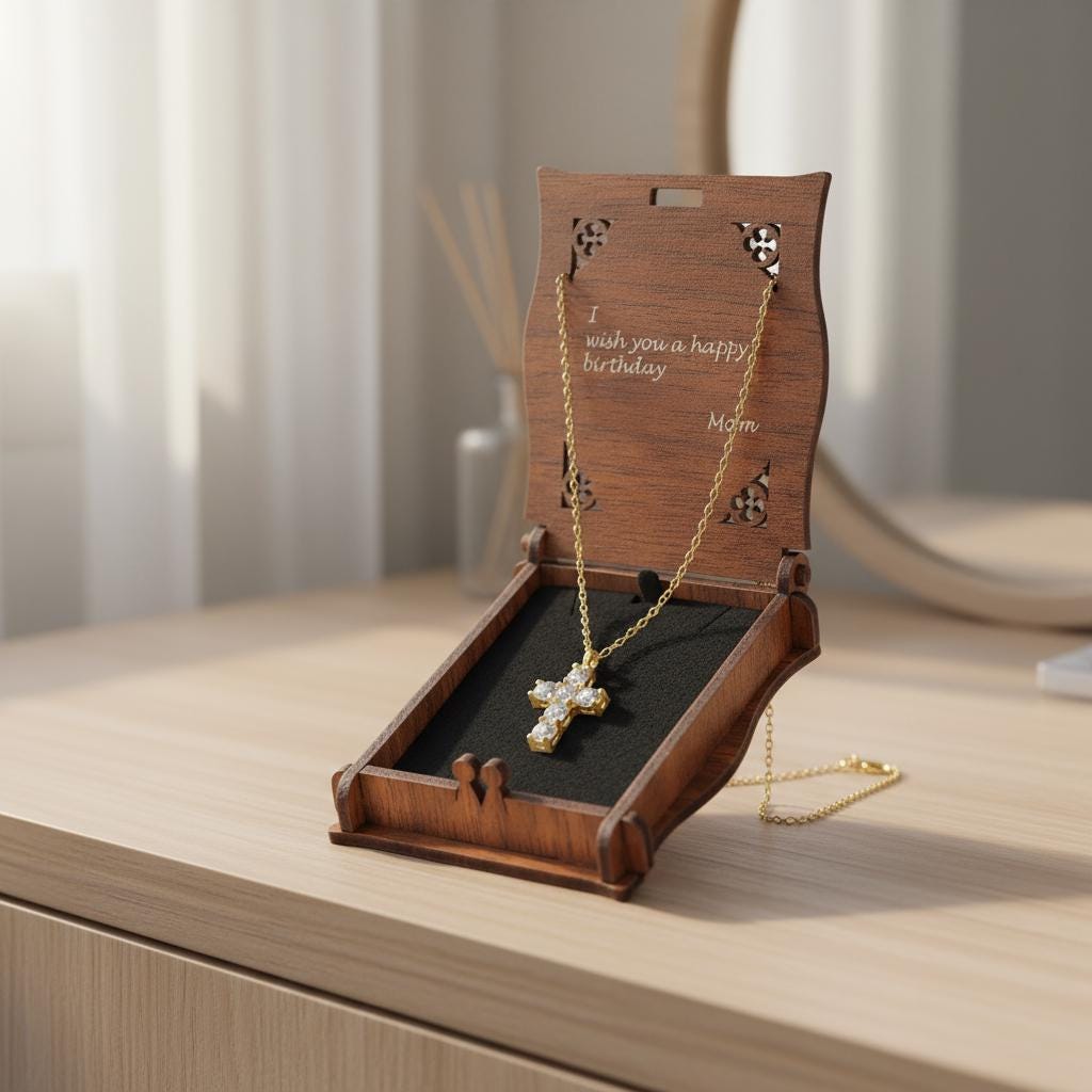 Minimalist Cross Necklace, Dainty 925 Sterling Silver Gold Plated Christian Gift for Her, Custom Length, Personalized Gift, Christmas Gift