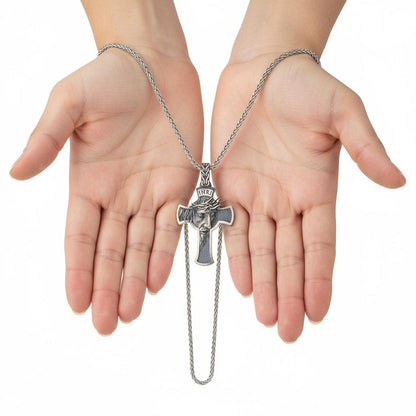 3D Jesus Christ INRI Cross Pendant, 925k Sterling Silver Catholic Necklace, Cross Unisex Pendant Necklace,Handcrafted Filigree Charm Pendant