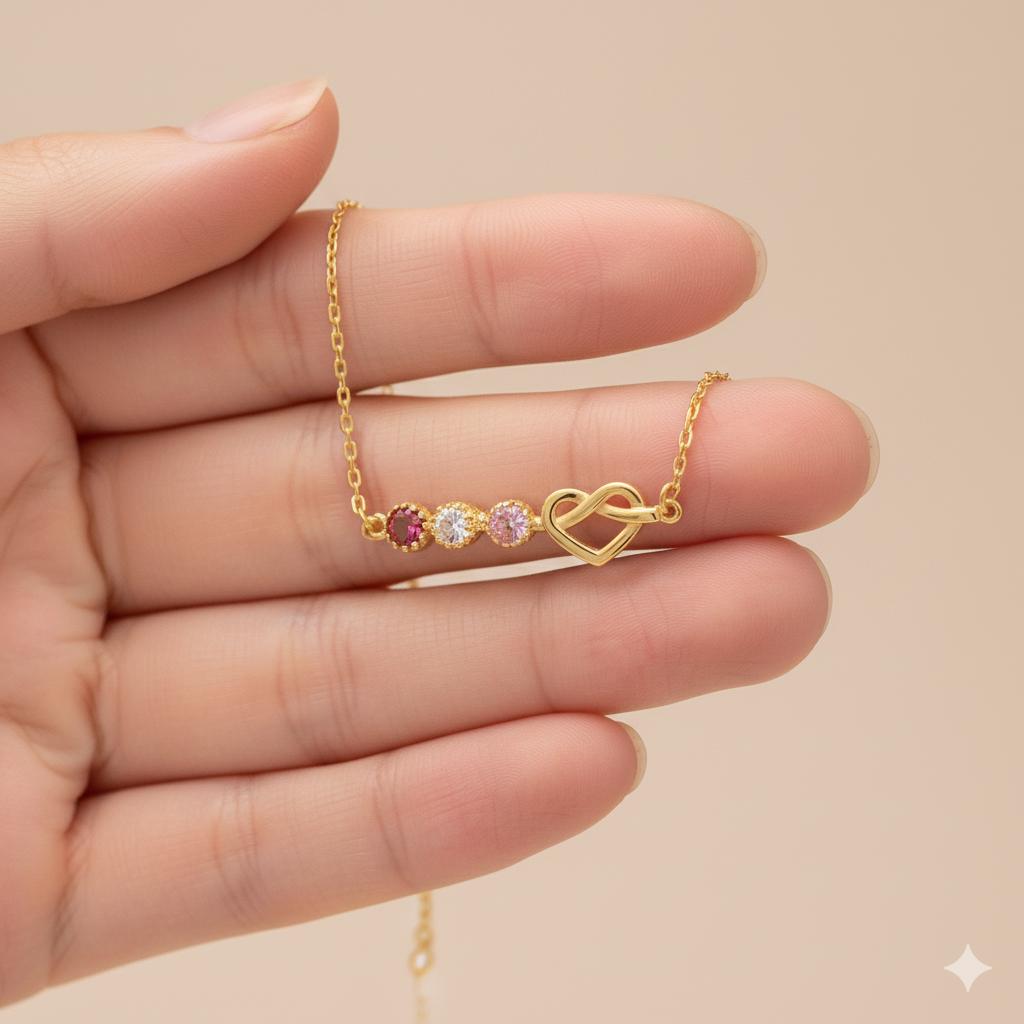 Birthstone Anklet with Heart, Personalized Minimalist Charm, Dainty 925 Silver Gold Plated, Custom Anniversary Gift for Her, Christmas Gift