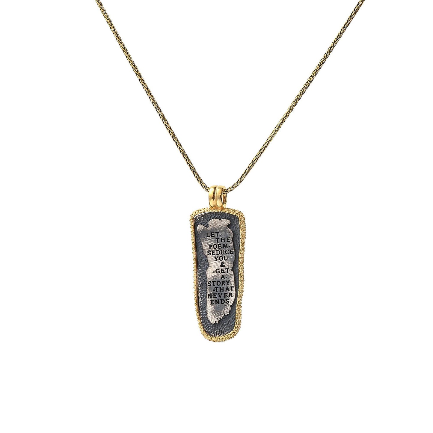 Endless Story Quote Necklace, Minimalist Charm Pendant, Gold Plated Sterling Silver, Gift for Him or Her, Anniversary Daily Handmade Jewelry