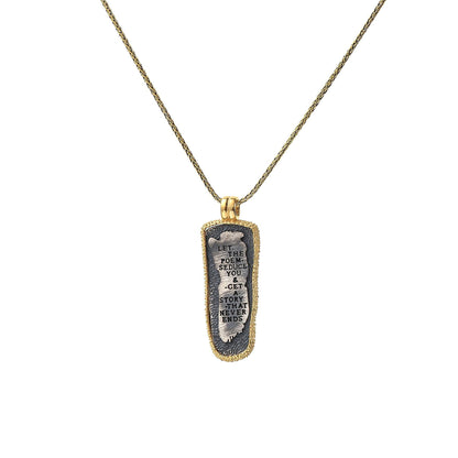 Endless Story Quote Necklace, Minimalist Charm Pendant, Gold Plated Sterling Silver, Gift for Him or Her, Anniversary Daily Handmade Jewelry