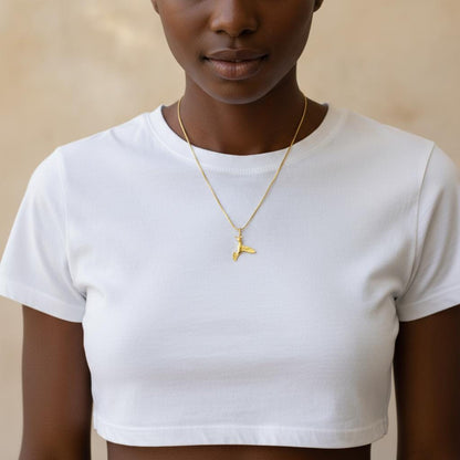 Gold Plated Hummingbird Necklace for Women, Dainty Minimalist Jewelry, Everyday Charm Pendant, Handmade Gift, 925 Silver Chain Options