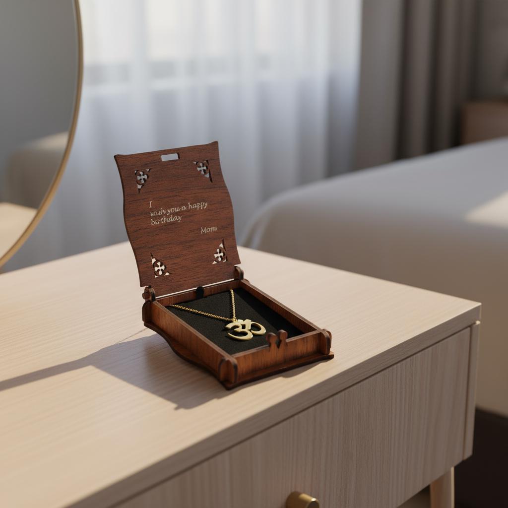 Inspirational Om Pendant Necklace, Minimalist 14K Gold Plated 925 Silver, Zen Spiritual Jewelry, Custom Length Personalized Christmas Gift