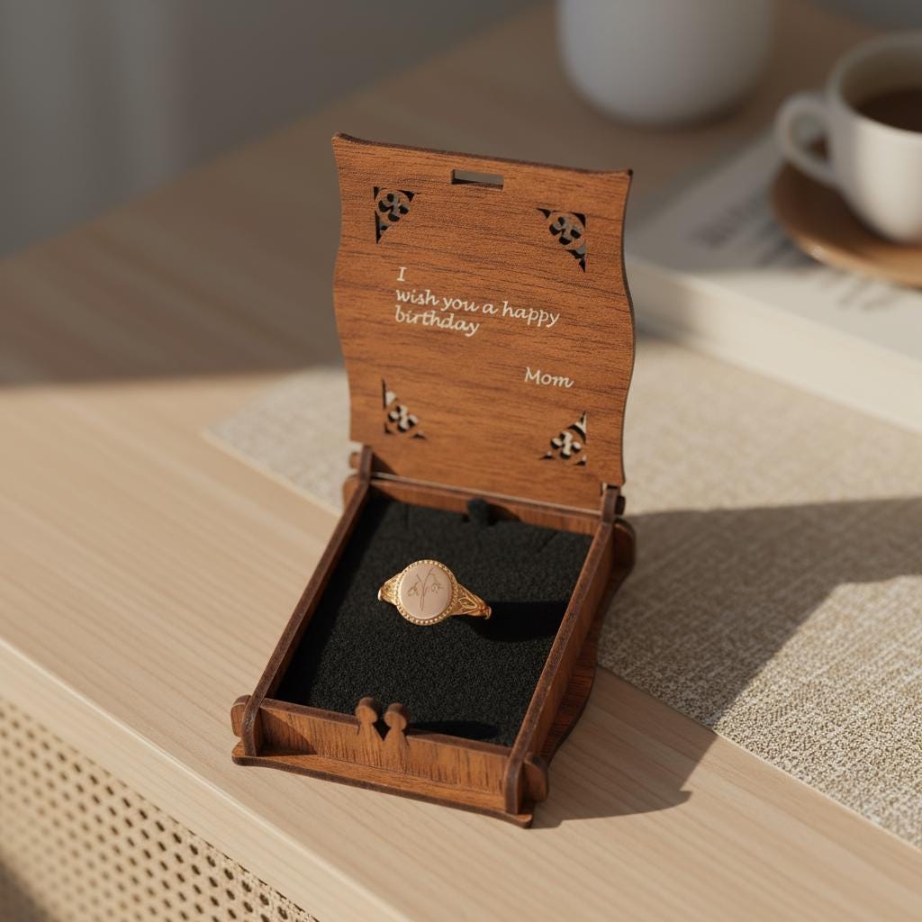 Custom Birth Flower Signet Ring, Adjustable 925 Silver Engraved Floral Jewelry, Personalized Minimalist Gift for Her, Christmas Gift