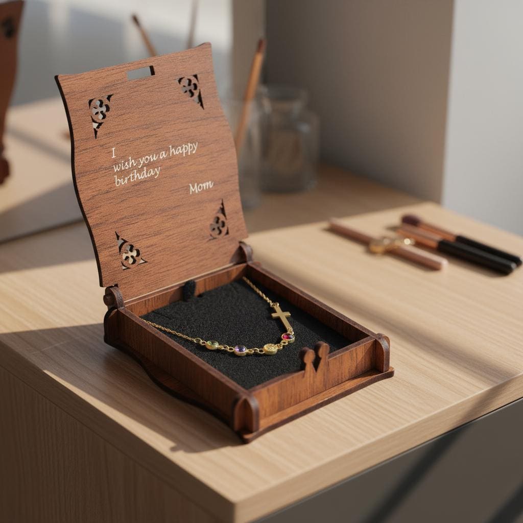 Row Birthstone Cross Necklace, Personalized Family Charm, Multiple Children 925 Silver Gold Plated, Minimalist Mom Gift, Christmas Gift