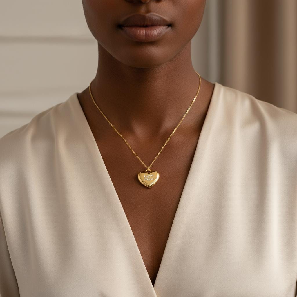 Minimalist Flat Heart Necklace, Dainty 925 Silver Gold Plated, Custom Length Simple Charm, Everyday Love Jewelry Christmas Gift for Her