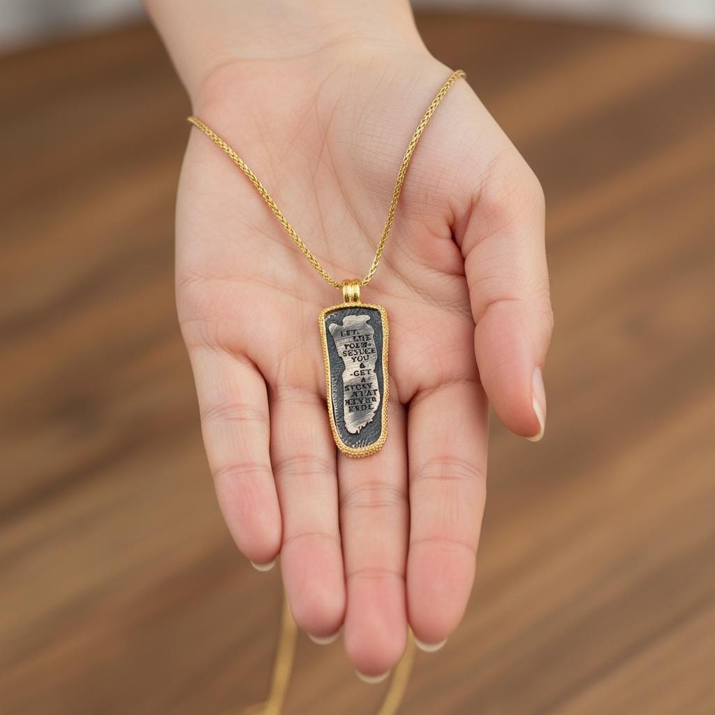 Endless Story Quote Necklace, Minimalist Charm Pendant, Gold Plated Sterling Silver, Gift for Him or Her, Anniversary Daily Handmade Jewelry