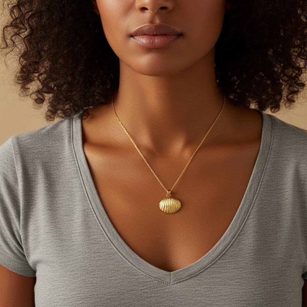 3D Seashell Necklace 925 Sterling Silver Gold Plated, Personalized Gift, Minimalist Beach Accessory, Dainty Layering Jewelry, Christmas Gift