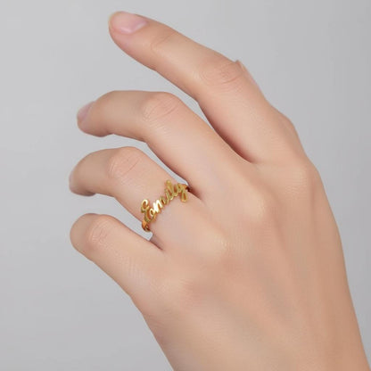Personalized Name Ring, Custom Dainty Silver Gold Stackable Jewelry, Handwritten Text, Minimalist Gift for Her, Delicate Personalized Band