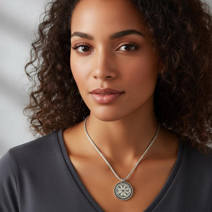 Vegvisir Necklace, Viking Compass Rune Pendant, Norse Runes Amulet, Sterling Silver Viking Jewelry, Protection Necklace, Norse Mythology