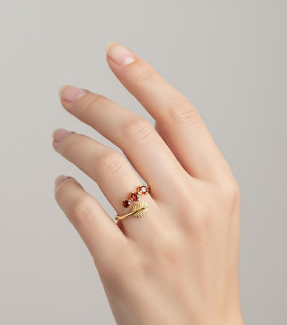 Olive Branch Three Stone Ring, Adjustable 925 Sterling Silver Gold Plated, Minimalist Peace Symbol Gift for Her, Christmas Gift