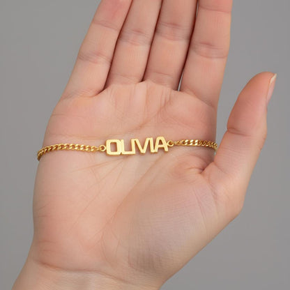 Bubble Name Bracelet, Personalized Dainty Custom Jewelry, 14K Gold Plated 925 Silver Gift, Modern Minimalist Christmas Gift for Her