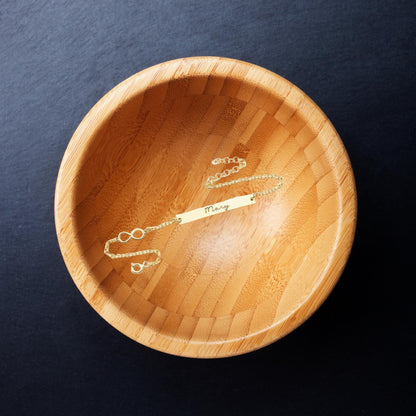 Infinity Love Bar Bracelet, Minimalist Gold Charm Jewelry, Dainty Infinity Symbol, Personalized Gift for Her, Sterling Silver & Gold Plated