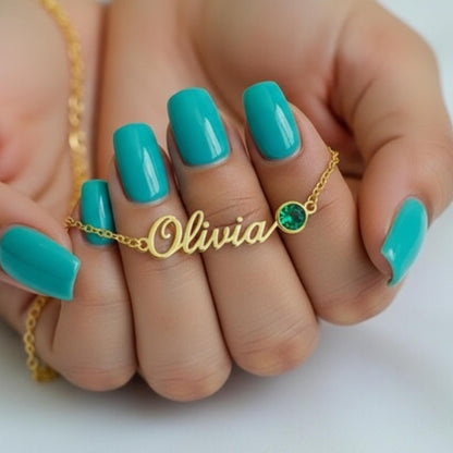 Personalized Name Anklet with Birthstone, Custom Name Foot Jewelry, Dainty Silver & Gold Ankle Bracelet, Adjustable Minimalist Gift for Her