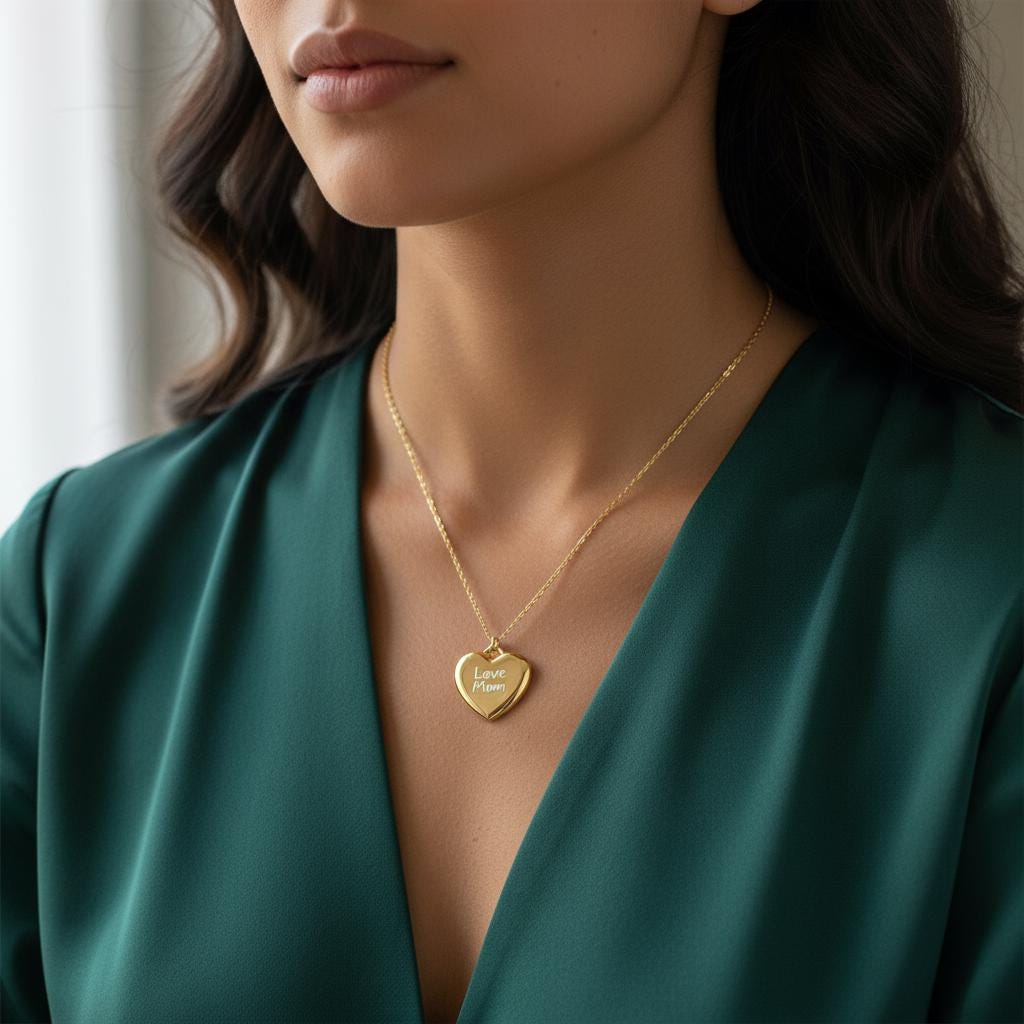 Minimalist Flat Heart Necklace, Dainty 925 Silver Gold Plated, Custom Length Simple Charm, Everyday Love Jewelry Christmas Gift for Her