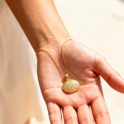 3D Seashell Necklace 925 Sterling Silver Gold Plated, Personalized Gift, Minimalist Beach Accessory, Dainty Layering Jewelry, Christmas Gift
