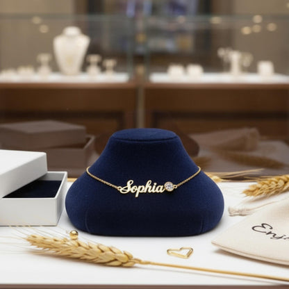 Personalized Name Anklet with Birthstone, Custom Name Foot Jewelry, Dainty Silver & Gold Ankle Bracelet, Adjustable Minimalist Gift for Her