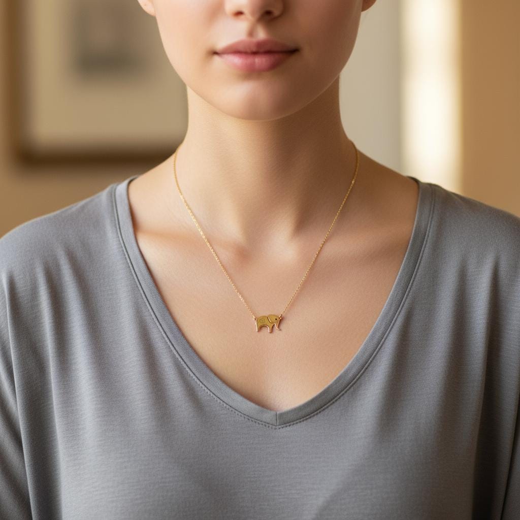 Personalized Handmade Elephant Initial Necklace, Dainty 925 Silver Gold Plated Custom Animal Charm Minimalist Jewelry Christmas Gift for Her