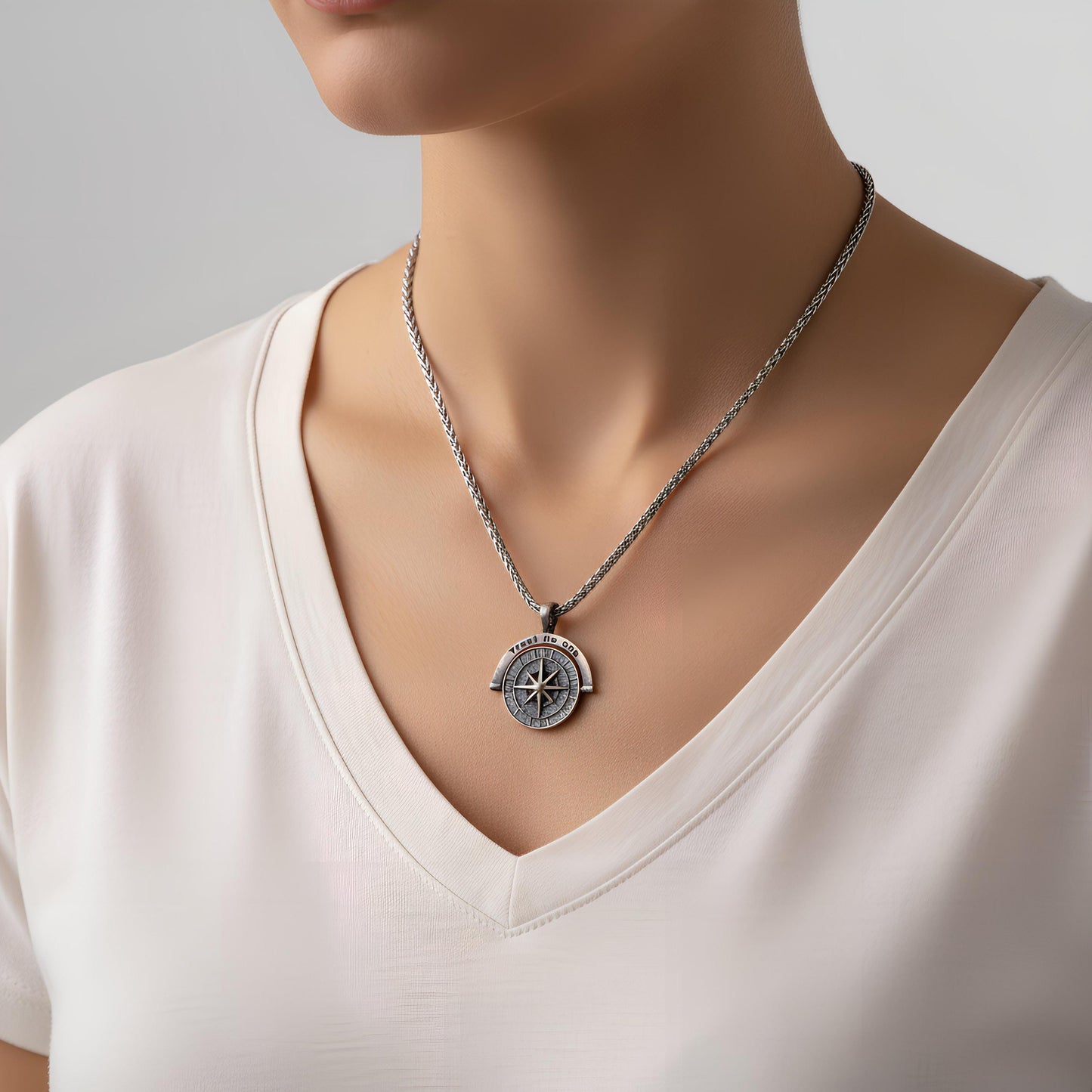 Minimalist Compass Necklace, Trust No One Pendant, 925 Sterling Silver Unisex Boho Jewelry, Personalized Gift for Him Her, Christmas Gift