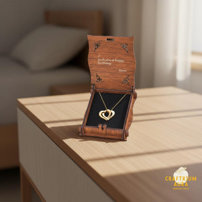 Personalized Engraved Interlocking Hearts Necklace - 14k Gold Plated Custom Name Pendant for Mom