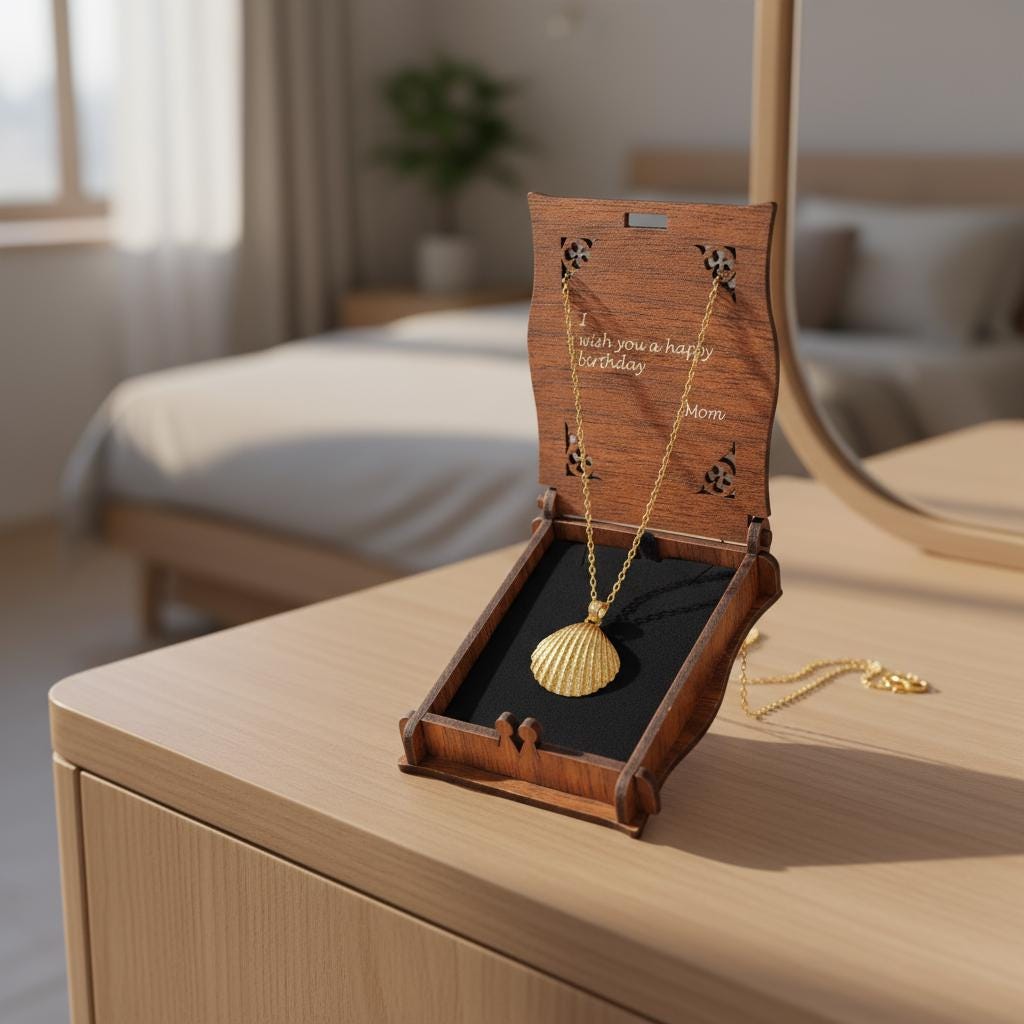 3D Seashell Necklace 925 Sterling Silver Gold Plated, Personalized Gift, Minimalist Beach Accessory, Dainty Layering Jewelry, Christmas Gift