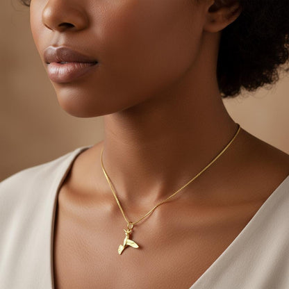 Gold Plated Hummingbird Necklace for Women, Dainty Minimalist Jewelry, Everyday Charm Pendant, Handmade Gift, 925 Silver Chain Options