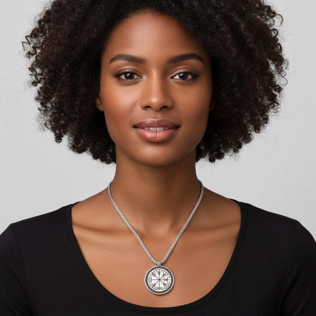 Vegvisir Necklace, Viking Compass Rune Pendant, Norse Runes Amulet, Sterling Silver Viking Jewelry, Protection Necklace, Norse Mythology