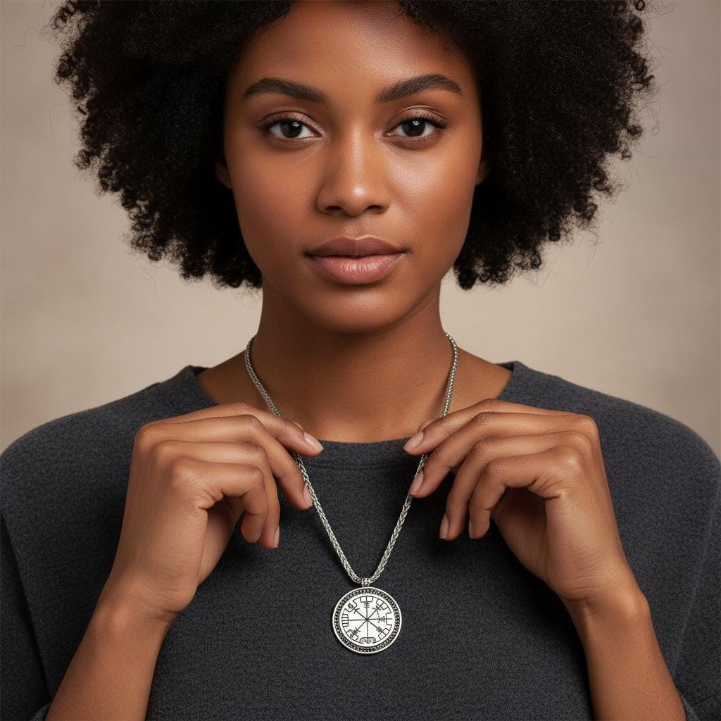 Vegvisir Necklace, Viking Compass Rune Pendant, Norse Runes Amulet, Sterling Silver Viking Jewelry, Protection Necklace, Norse Mythology