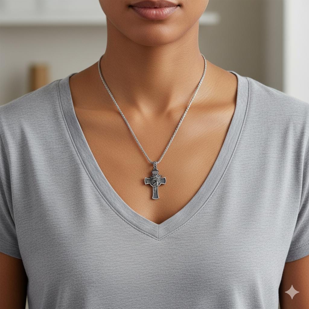 3D Jesus Christ INRI Cross Pendant, Handcrafted Filigree Catholic Necklace, 925k Sterling Silver Unisex Christmas Gift, Personalized Gift