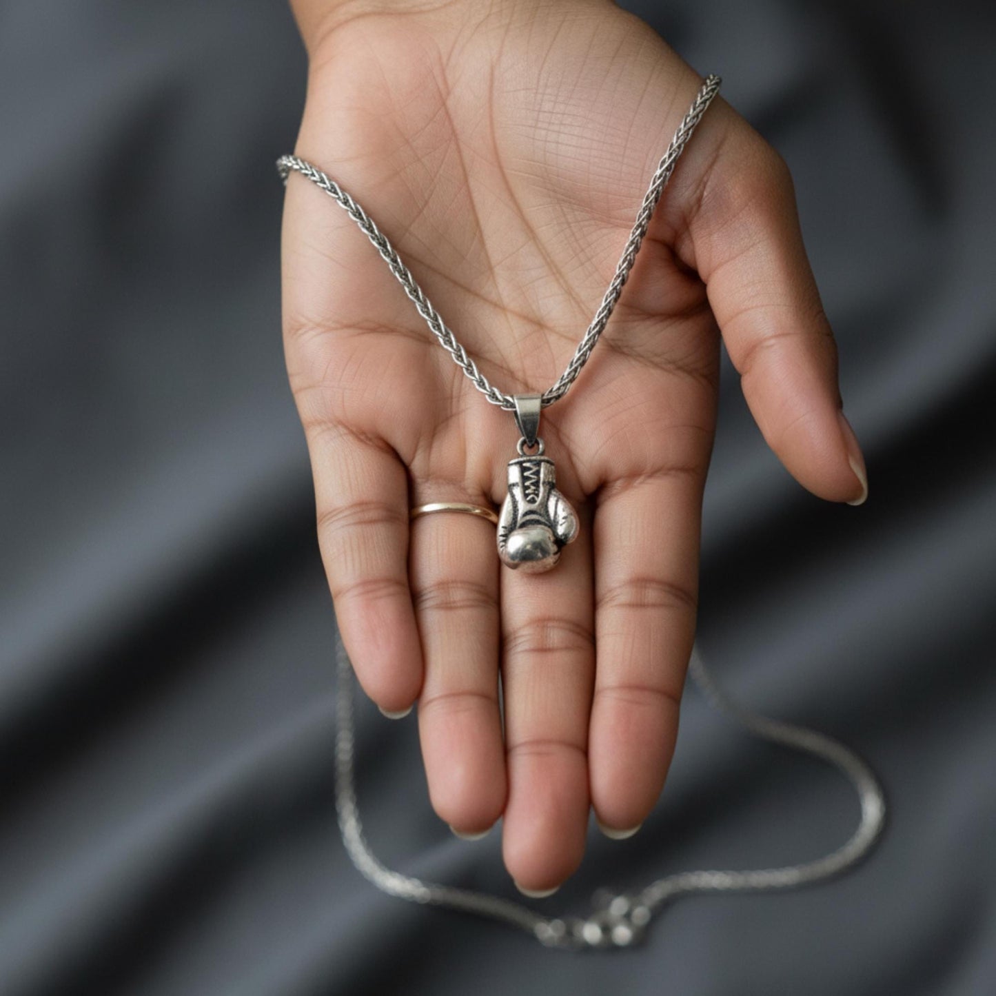 Unisex Heavy Silver Boxing Glove Pendant, Silver Boxing Charm, Silver Kickboxing Charm, Fighter Necklace, Gift for Boyfriend, Cancer Survive