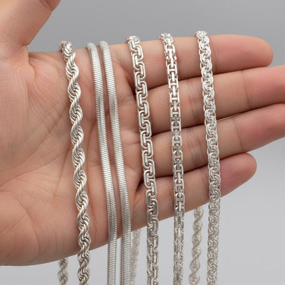 Rope Spiga Tondo Styles Unisex Minimalist Jewelry for Pendant, Personalized Gift, Christmas Gift, 925 Sterling Silver Chain Necklace