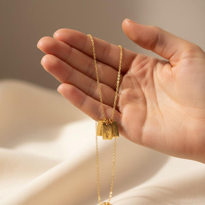 Personalized Custom Name Necklace, 14K Gold Plated Jewelry, Engraved Multiple Names, Unique Gift for Mom, Mother’s Day, Kids Names Necklace