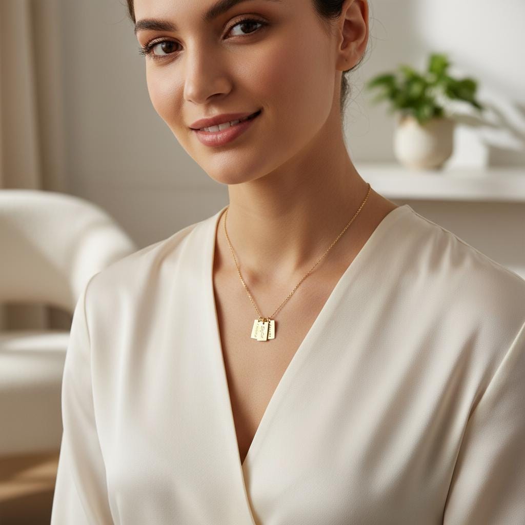 Personalized Custom Name Necklace, 14K Gold Plated Jewelry, Engraved Multiple Names, Unique Gift for Mom, Mother’s Day, Kids Names Necklace