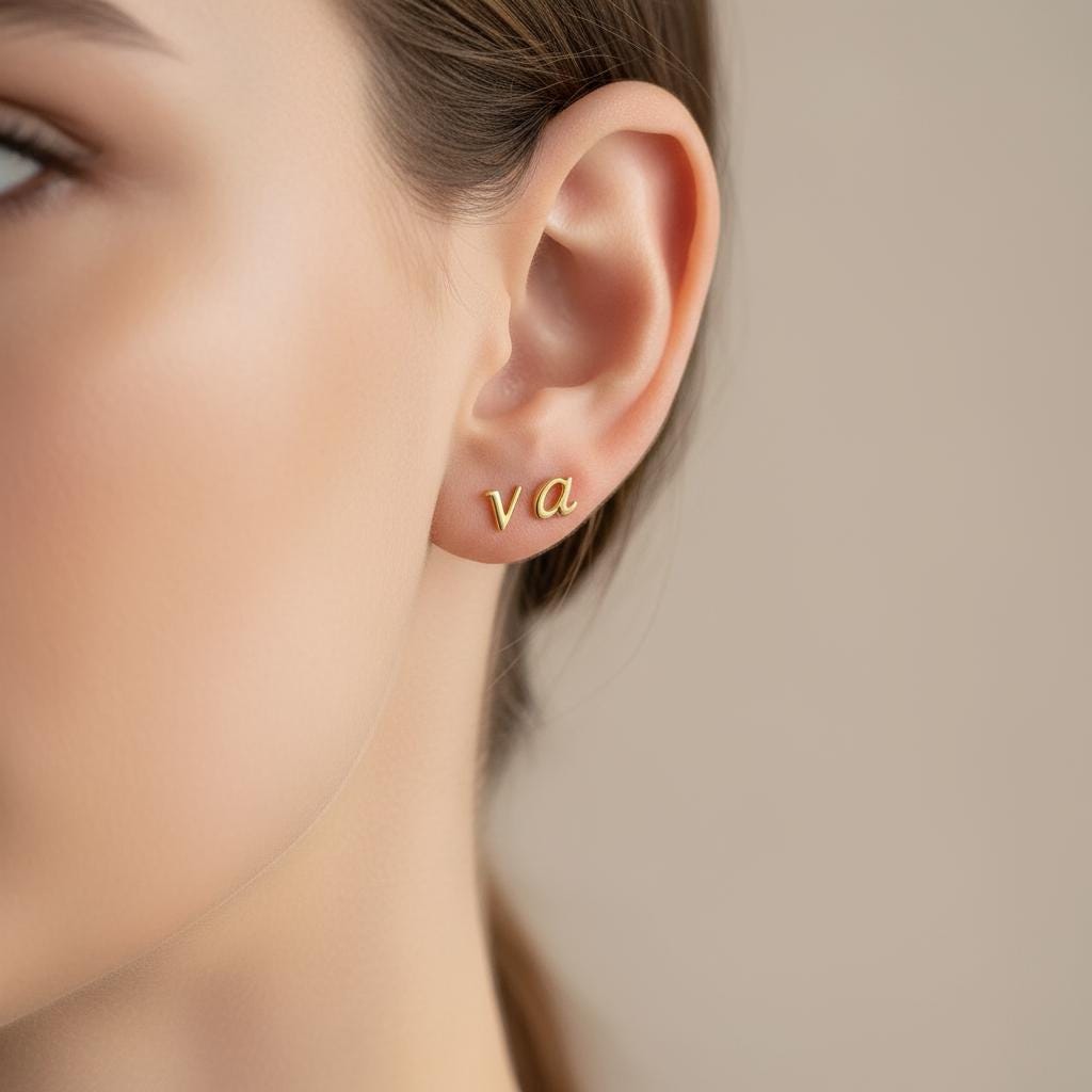 Minimalist Initial Earrings, Lowercase Letter Studs, 14K Gold Plated 925 Sterling Silver, Custom Mom Gift, Personalized Gift, Christmas Gift