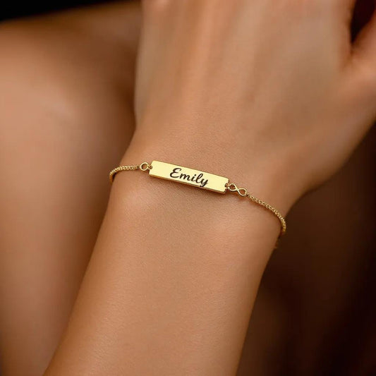 Personalized Infinity Love Bar Bracelet, Minimalist Sterling Silver Gold Plated Jewelry for Her, Custom Name Gift, Dainty Everyday Accessory