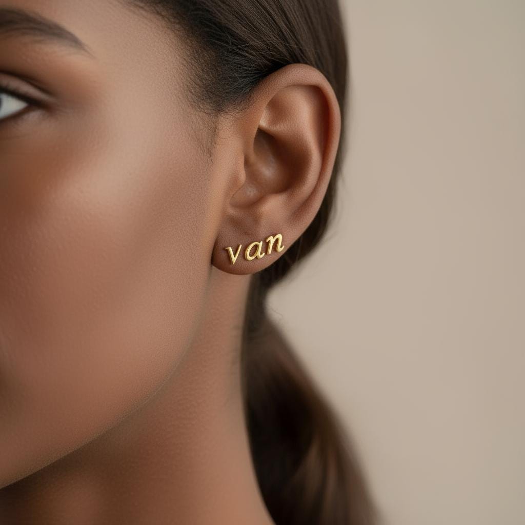 Minimalist Initial Earrings, Lowercase Letter Studs, 14K Gold Plated 925 Sterling Silver, Custom Mom Gift, Personalized Gift, Christmas Gift