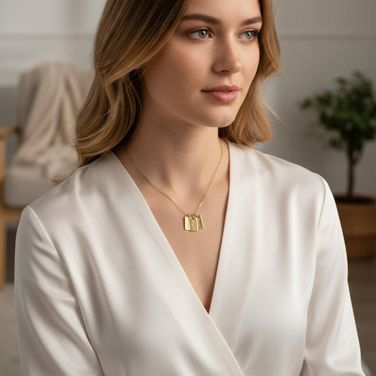 Personalized 14k Gold Plated Name Necklace - Engraved Multiple Names Gift for Mom