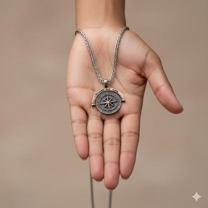 Minimalist Compass Necklace, Trust No One Pendant, 925 Sterling Silver Unisex Boho Jewelry, Personalized Gift for Him Her, Christmas Gift