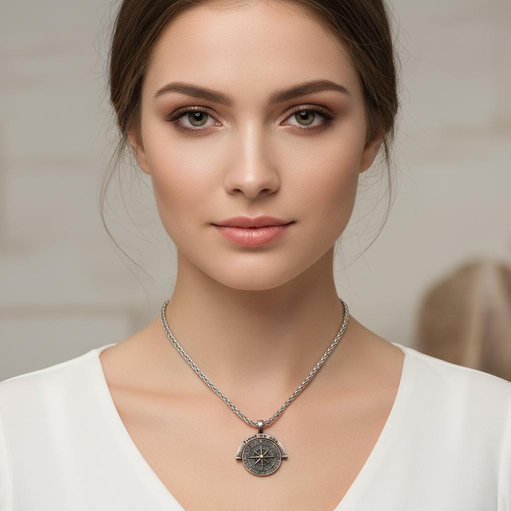 Minimalist Compass Necklace, Trust No One Pendant, 925 Sterling Silver Unisex Boho Jewelry, Personalized Gift for Him Her, Christmas Gift