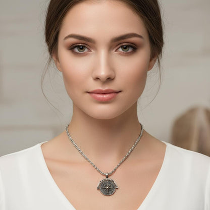 Minimalist Compass Necklace, Trust No One Pendant, 925 Sterling Silver Unisex Boho Jewelry, Personalized Gift for Him Her, Christmas Gift
