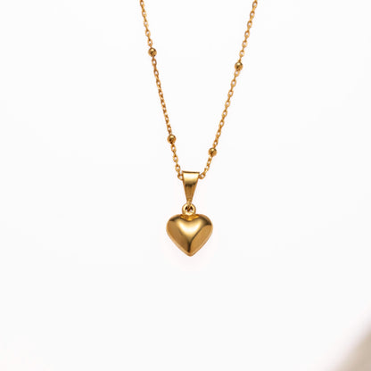 Dainty Bubble Heart Pendant, Minimalist 14K Gold Plated 925 Silver Necklace, Romantic Christmas Gift, Timeless Jewelry Gift for Her