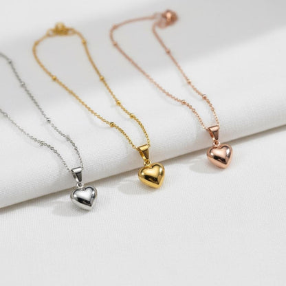 Dainty Bubble Heart Pendant, Minimalist 14K Gold Plated 925 Silver Necklace, Romantic Christmas Gift, Timeless Jewelry Gift for Her