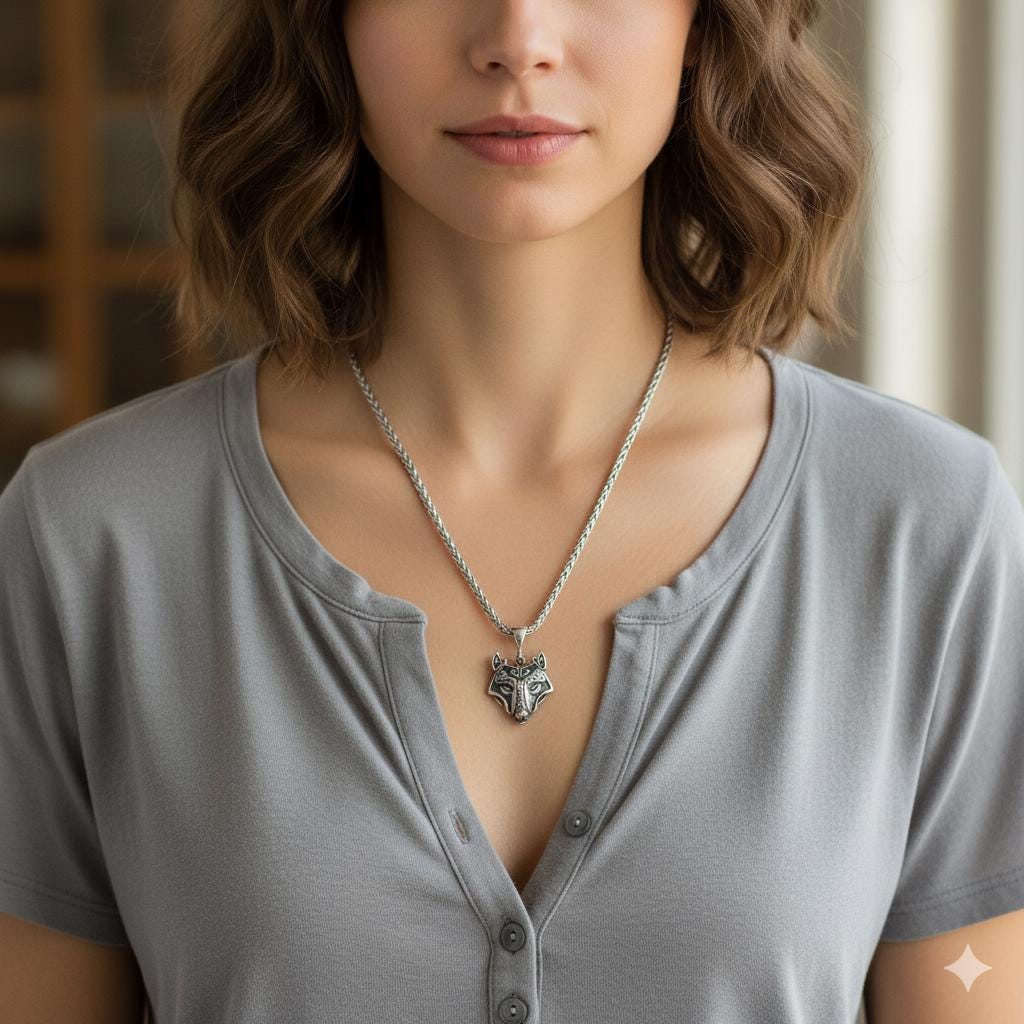 Viking Wolf Head Pendant, Fenrir Norse Mythology Necklace, Stainless Steel Celtic Amulet, Unisex Protection Charm, Christmas Gift