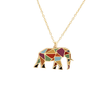 Enamel Elephant Pendant Necklace, Good Luck Jewelry Personalized Gift, Christmas Gift, 925 Sterling Silver Gold Plated Dainty Charm,