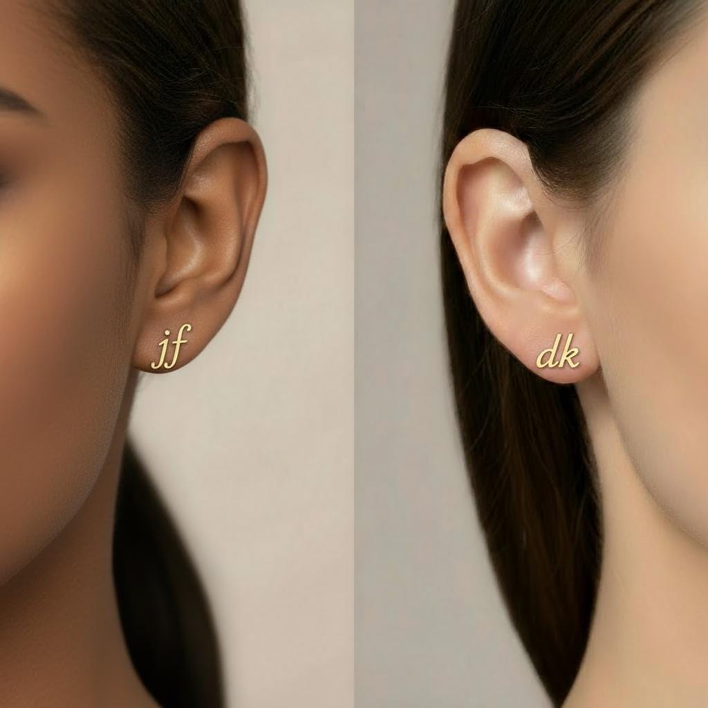 Minimalist Initial Earrings, Lowercase Letter Studs, 14K Gold Plated 925 Sterling Silver, Custom Mom Gift, Personalized Gift, Christmas Gift