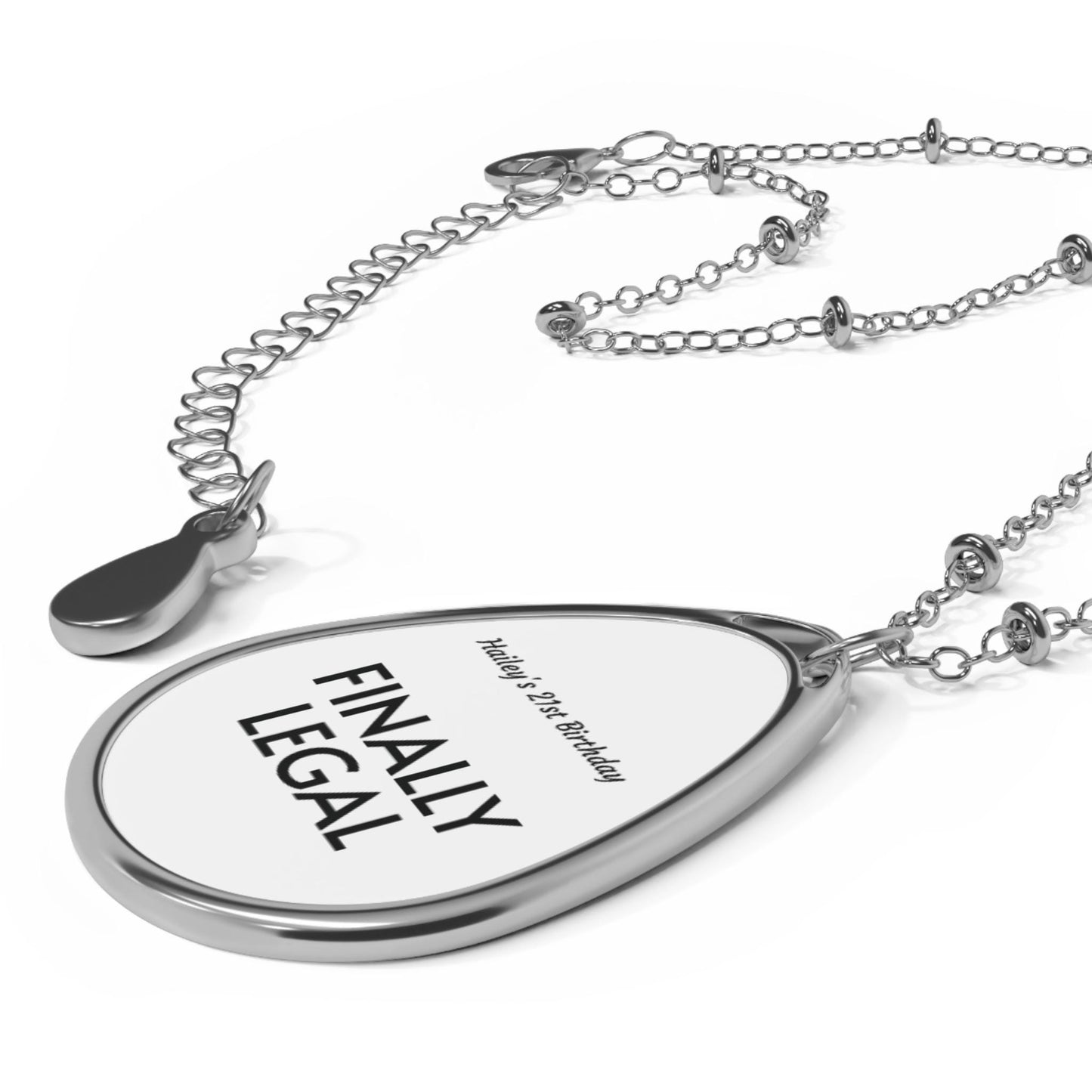 Personalized Finally Legal Oval Necklace, Birthday Gift, Silver Pendant, Custom Jewelry, Milestone Celebration, Unique Keepsake