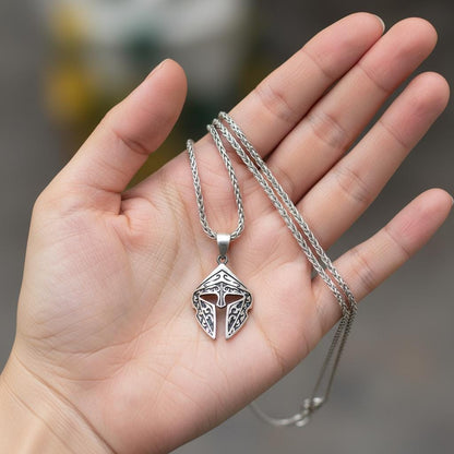 Spartan Gladiator Helmet Amulet, Norse Mythology Protection Necklace, Personalized Christmas Gift, Unisex 925 Sterling Silver Gold Plated