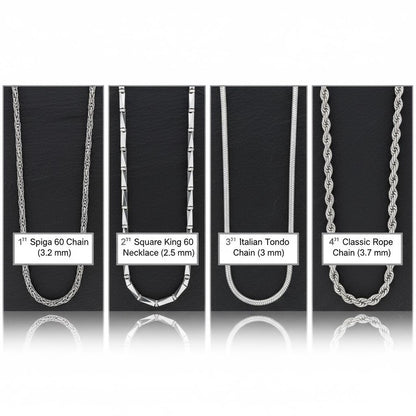 Rope Spiga Tondo Styles Unisex Minimalist Jewelry for Pendant, Personalized Gift, Christmas Gift, 925 Sterling Silver Chain Necklace