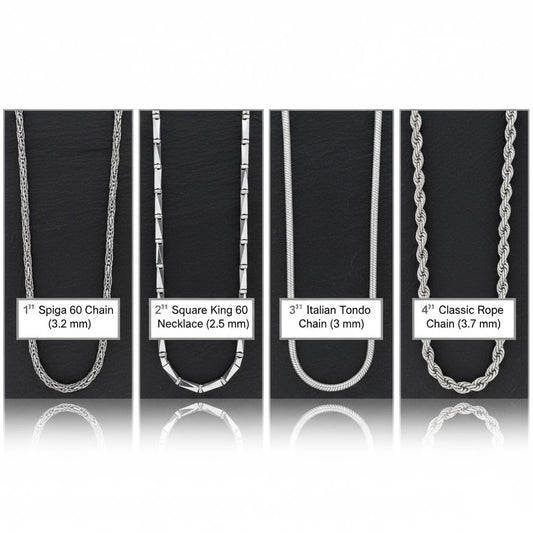 Rope Spiga Tondo Styles Unisex Minimalist Jewelry for Pendant, Personalized Gift, Christmas Gift, 925 Sterling Silver Chain Necklace