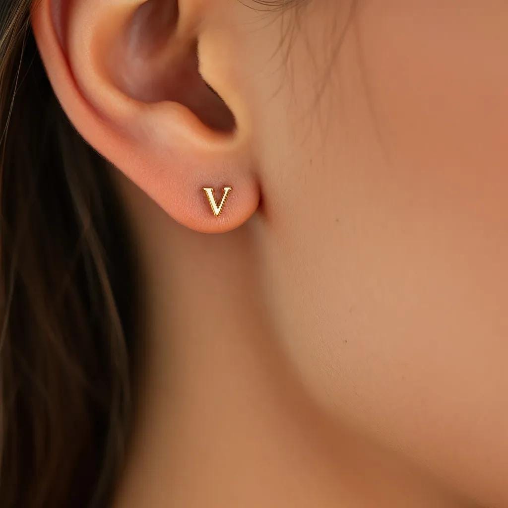 Minimalist Initial Earrings, Lowercase Letter Studs, 14K Gold Plated 925 Sterling Silver, Custom Mom Gift, Personalized Gift, Christmas Gift